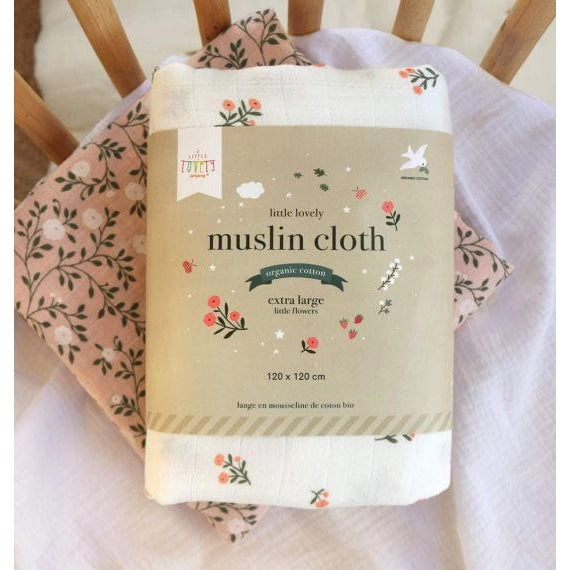 A Little Lovely Company Muslin Cloth XL: Little Flowers