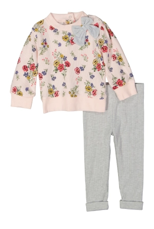 Baby Girls 12-24M Floral Waffle Knit Top and Leggings