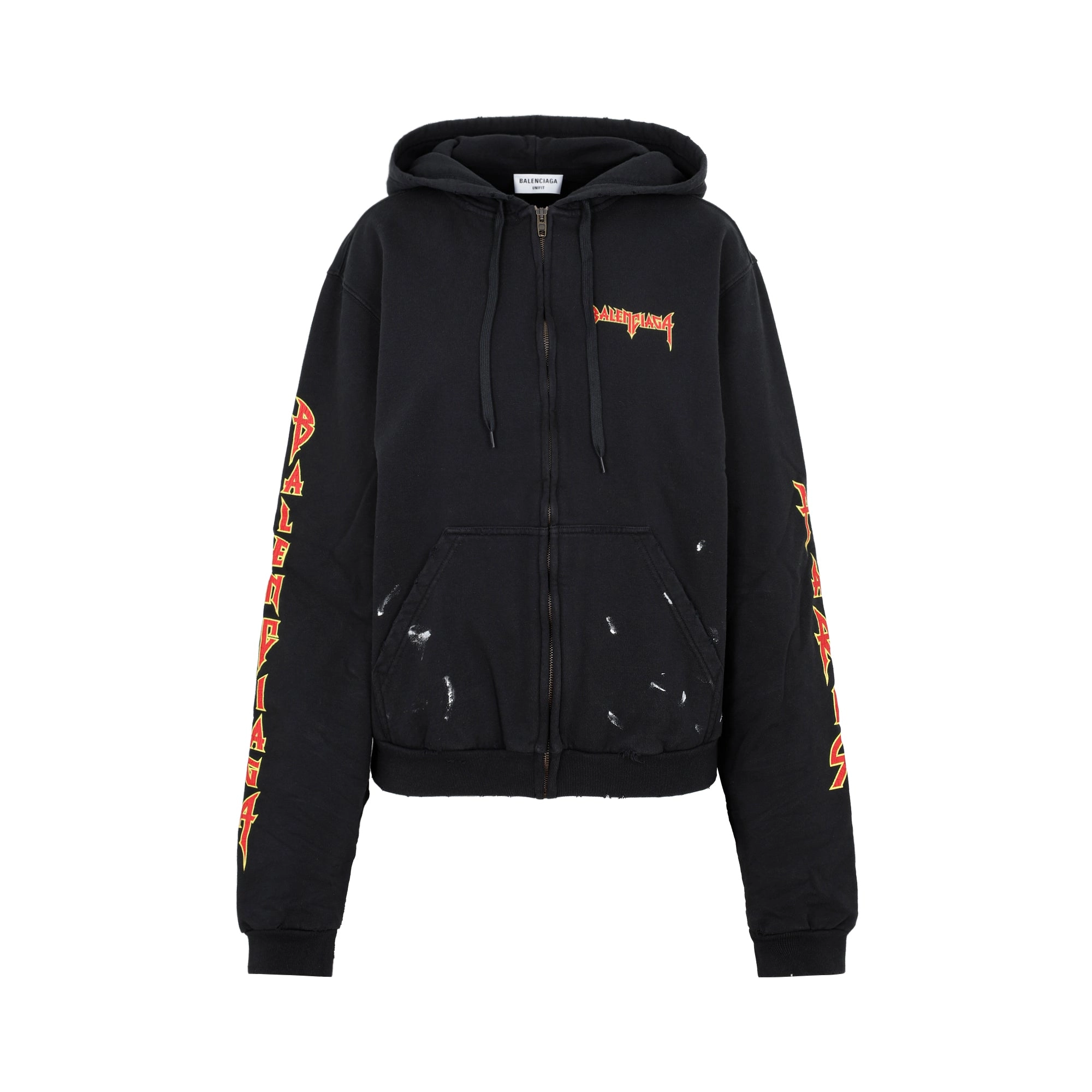 Balenciaga Metal Worn-Out Zip-Up Hoodie