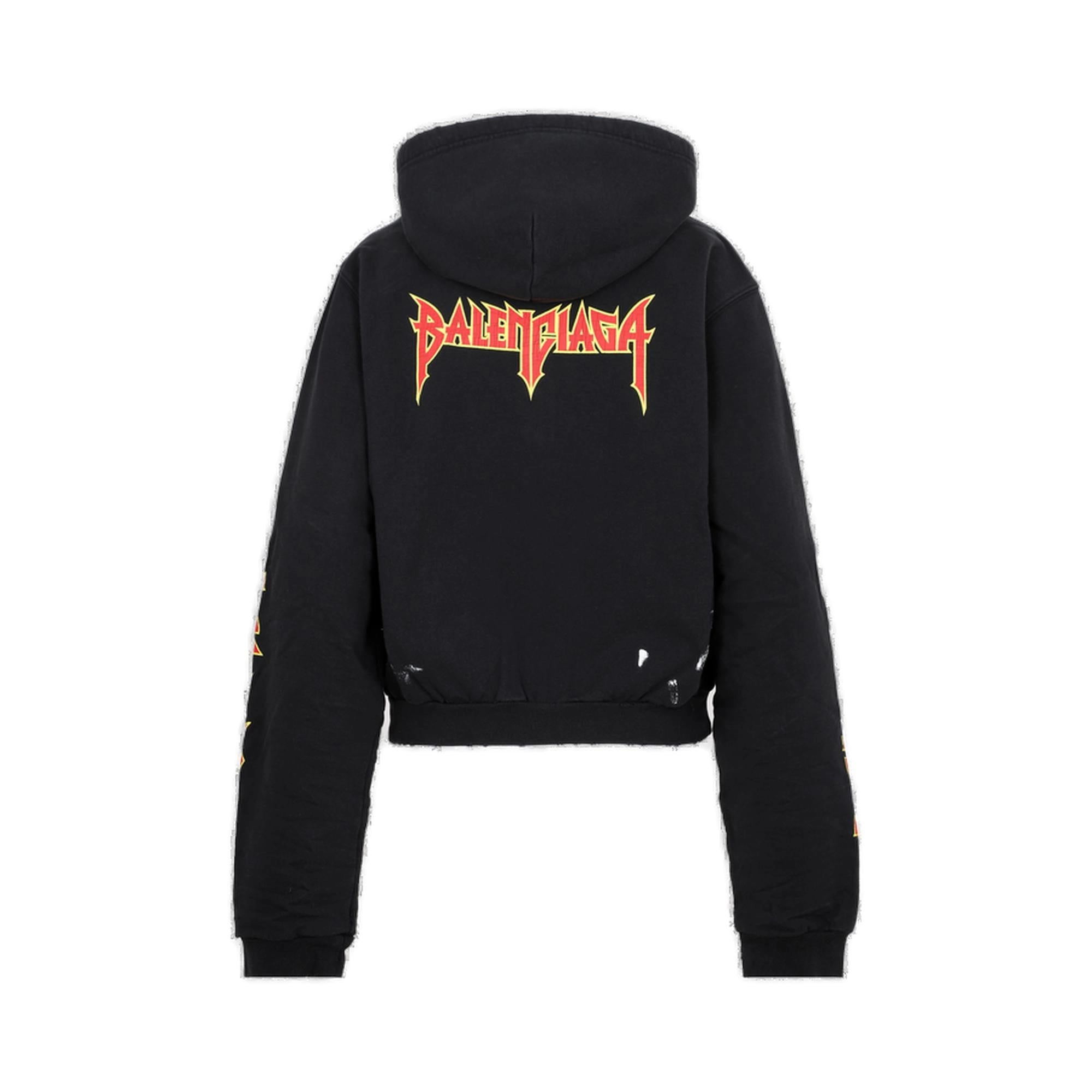 Balenciaga Metal Worn-Out Zip-Up Hoodie