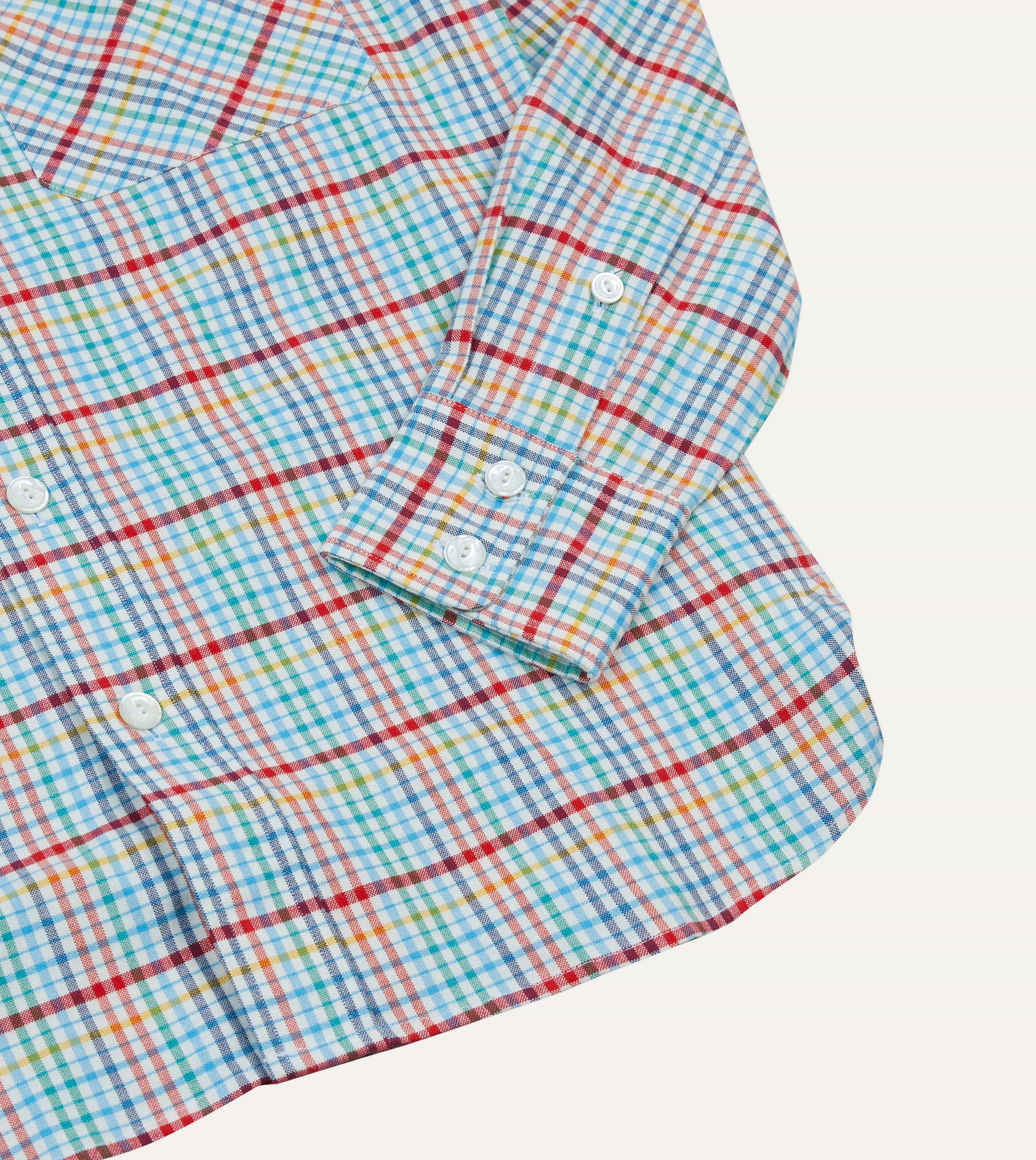 Blue Brushed Tablecloth Cotton Two-Pocket Western Shirt