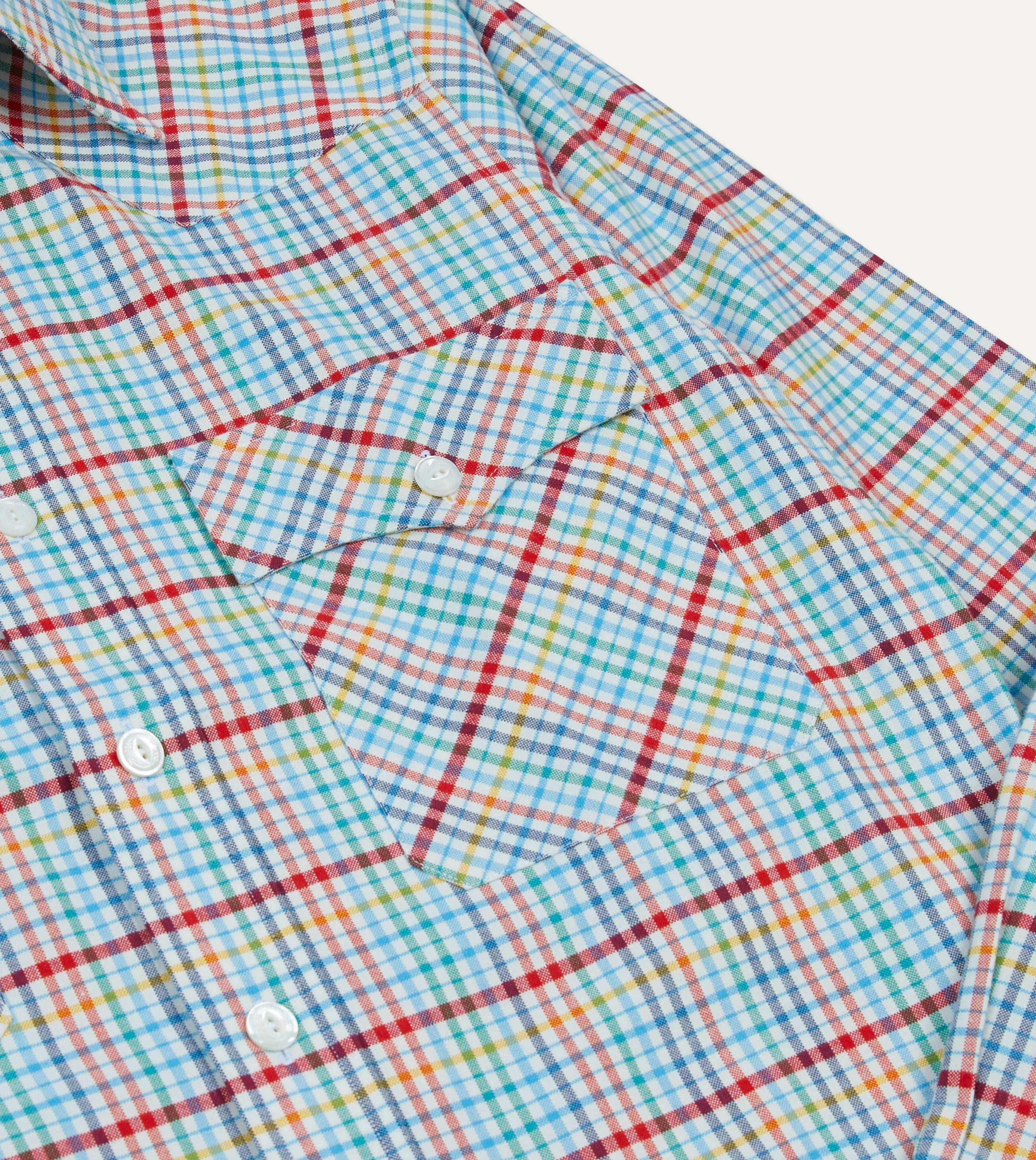 Blue Brushed Tablecloth Cotton Two-Pocket Western Shirt