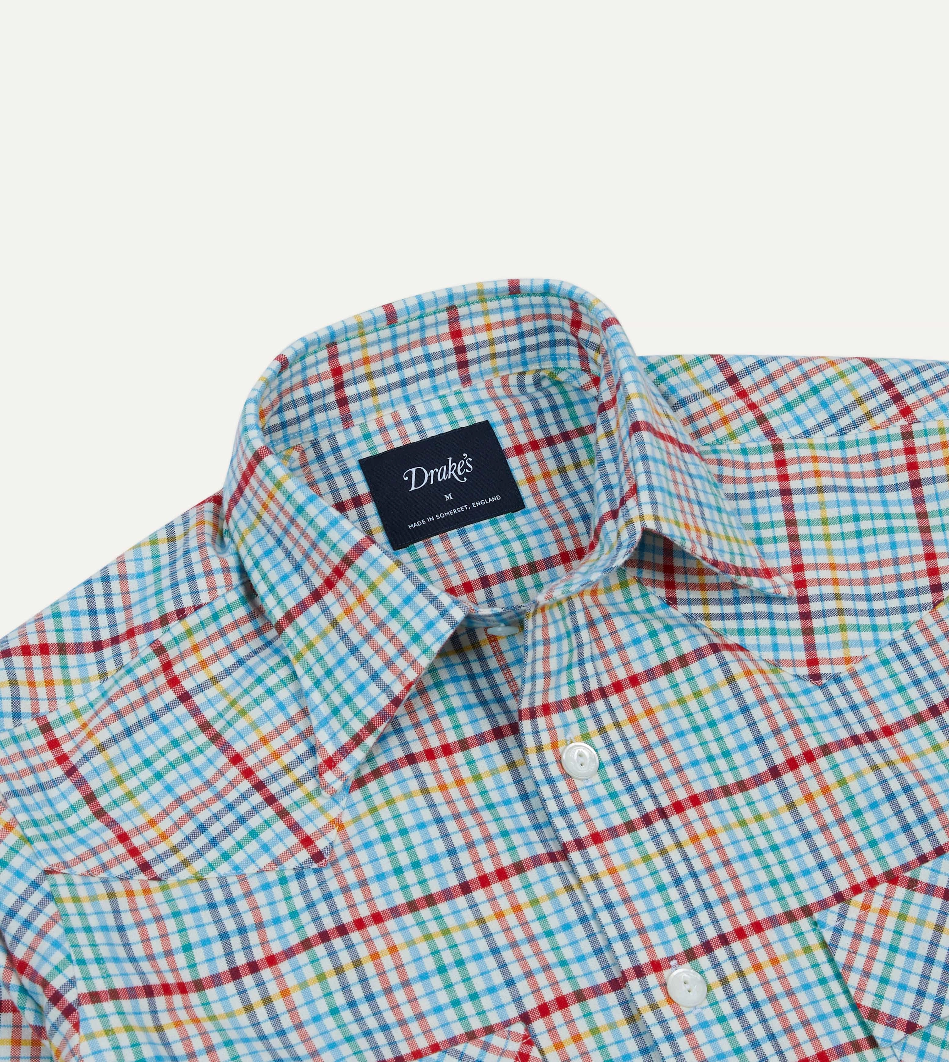 Blue Brushed Tablecloth Cotton Two-Pocket Western Shirt