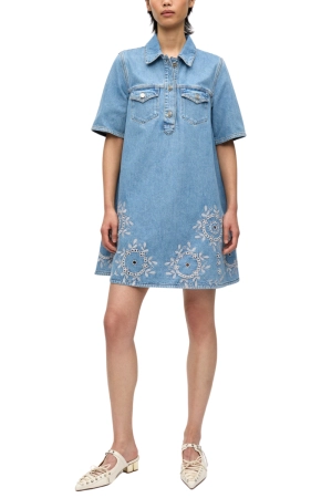 Broderie Anglaise Denim Mini Dress