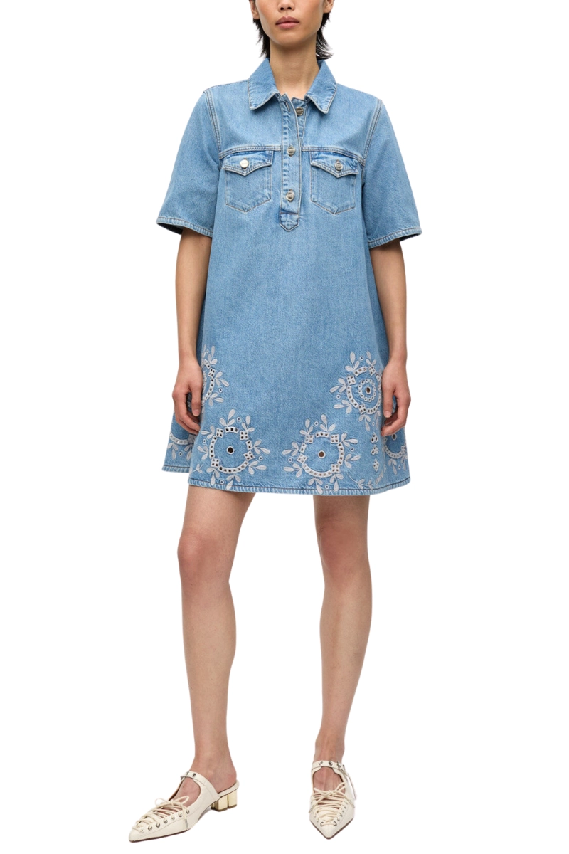 Broderie Anglaise Denim Mini Dress