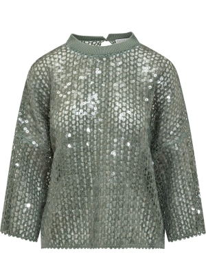 Brunello Cucinelli Crop Sleeved Sequin Embellished Sweater