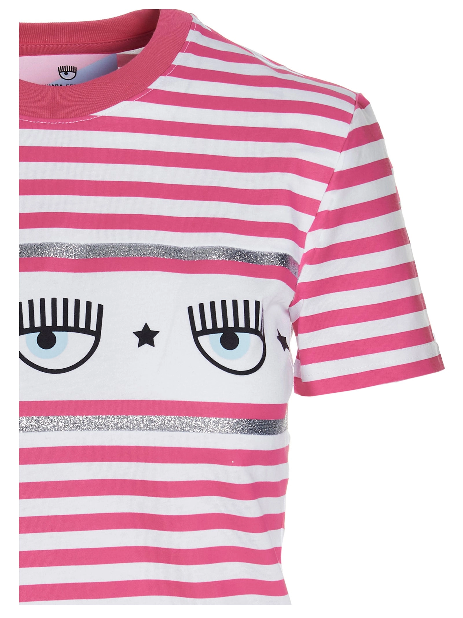 Chiara Ferragni Eye-Motif Striped Crewneck T-Shirt