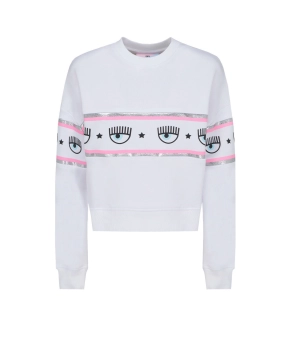 Chiara Ferragni Glitter Logo Tape Crewneck Sweatshirt