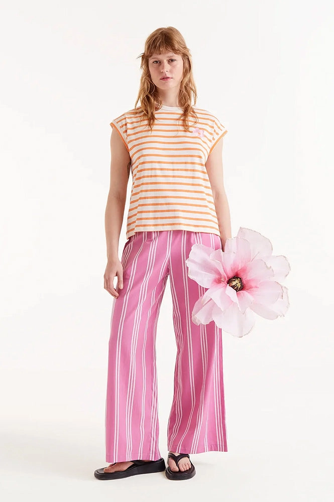 Compania Fantastica White and Orange Striped T-Shirt