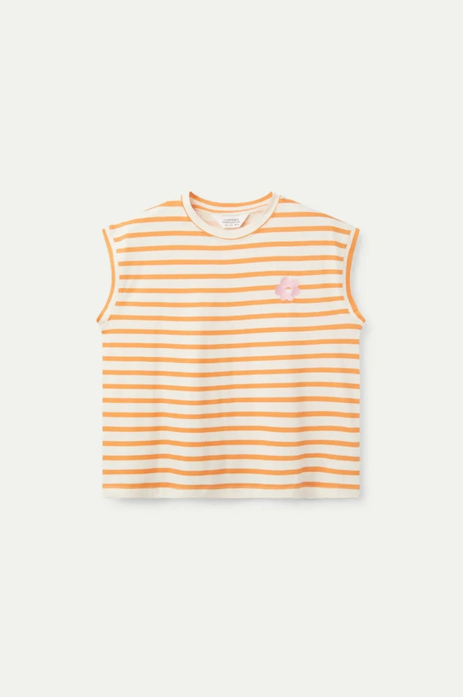 Compania Fantastica White and Orange Striped T-Shirt