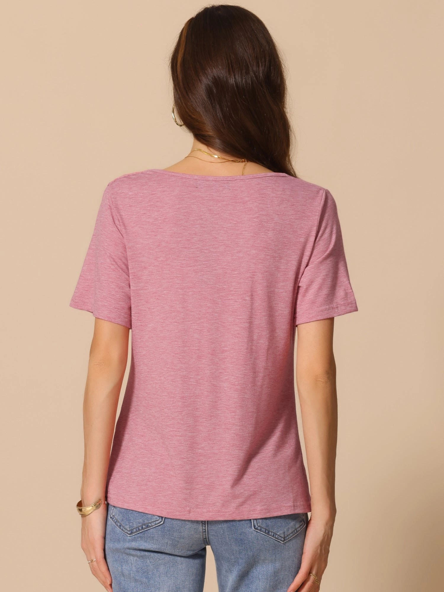 Cowl Neck Short Sleeve Casual Stretchy Blouse