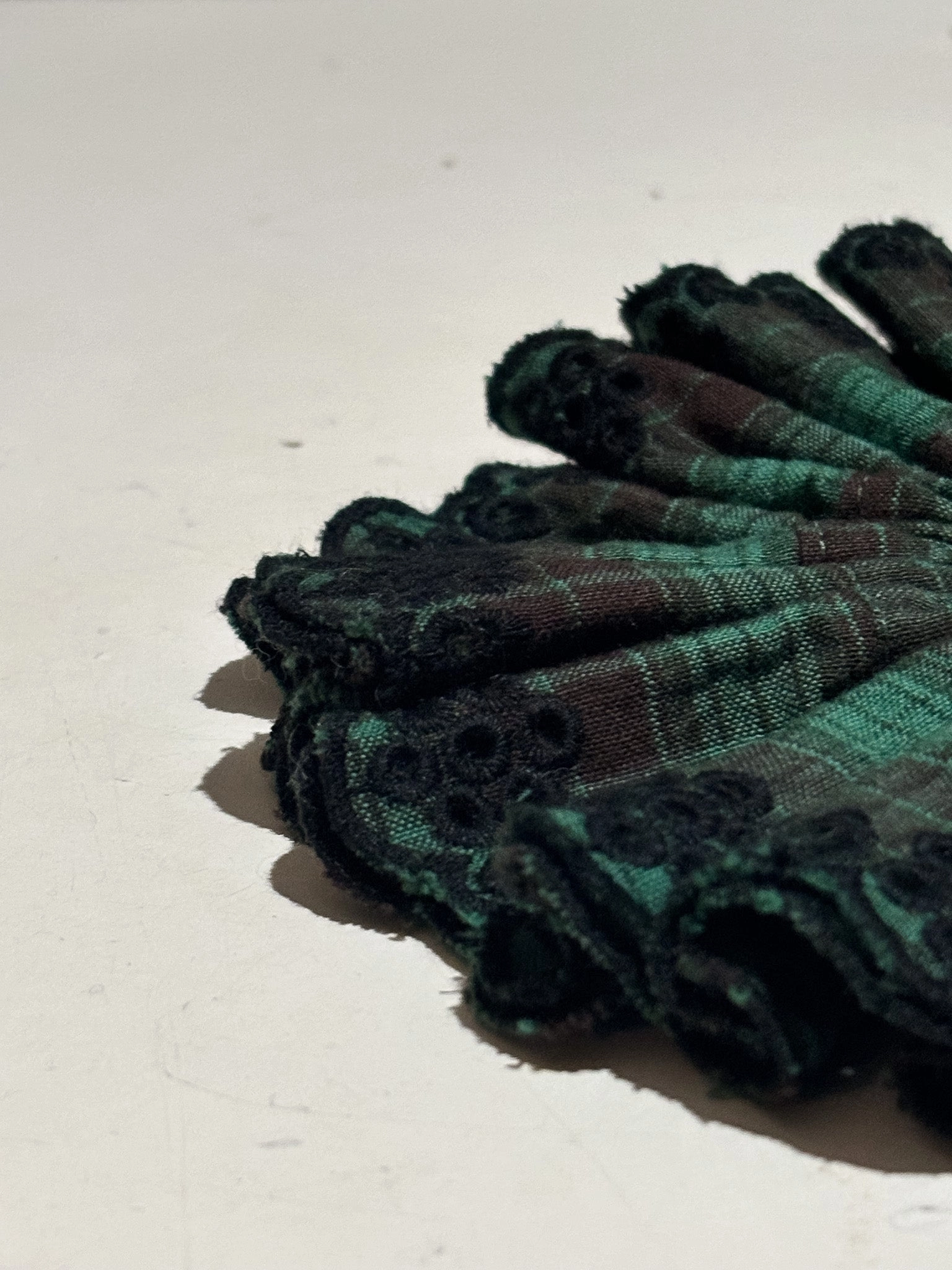 Damson Madder Green Check Broderie Scrunchie