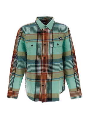 Diesel S-Cross-A Logo Patch Check Shirt