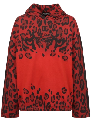 Dolce & Gabbana Leopard-Printed Straight Hem Hoodie