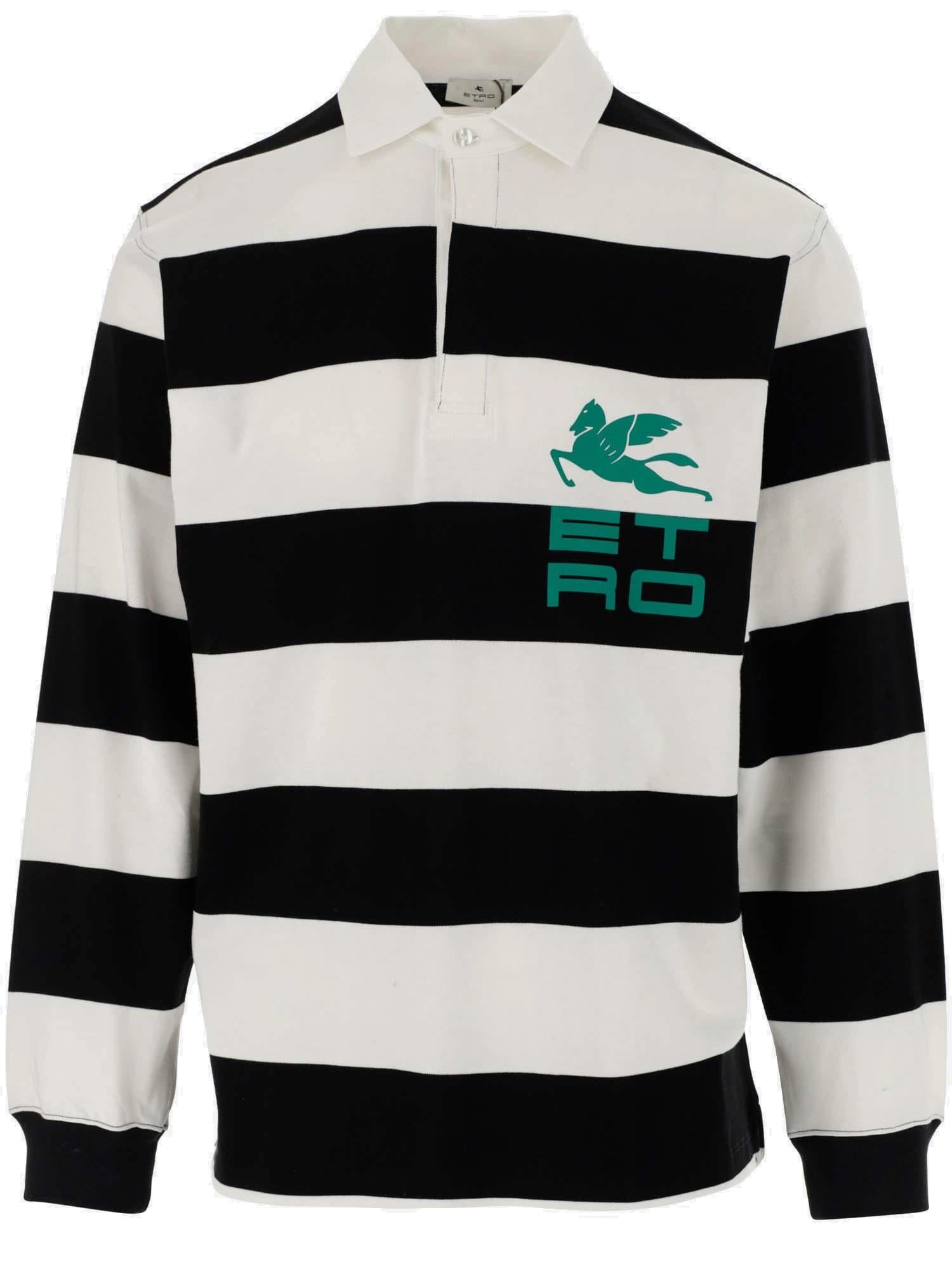 Etro Rugby-Striped Long-Sleeved Polo Shirt