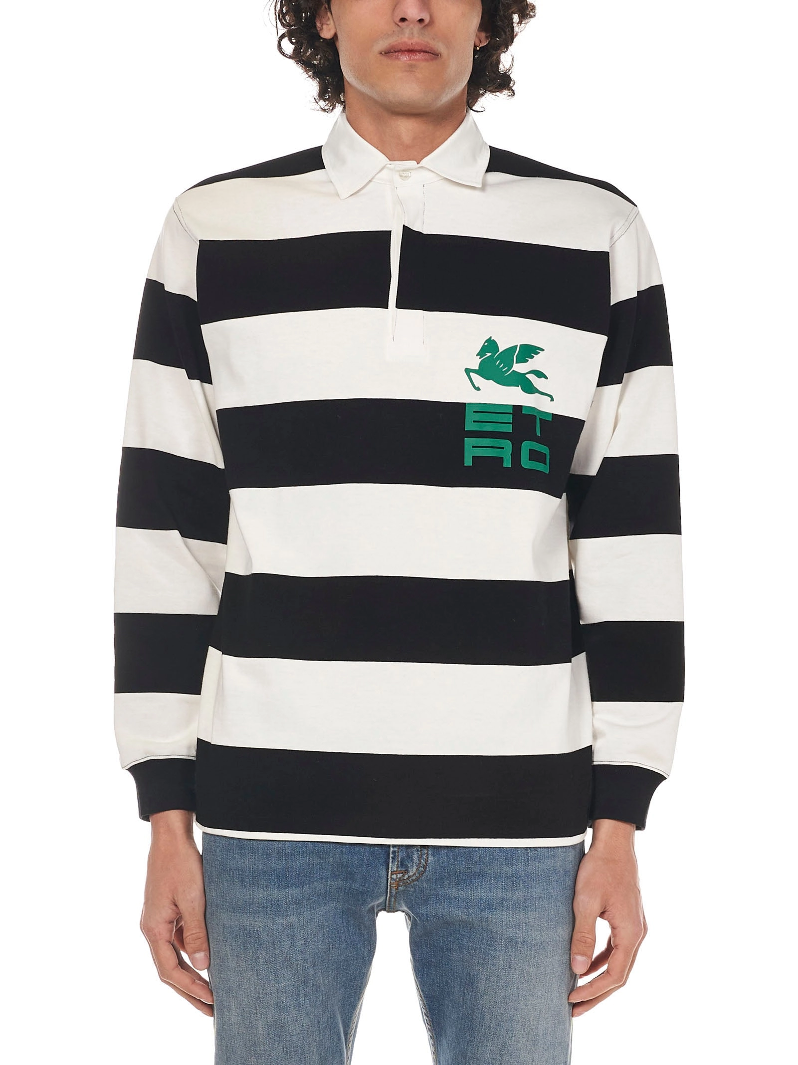 Etro Rugby-Striped Long-Sleeved Polo Shirt