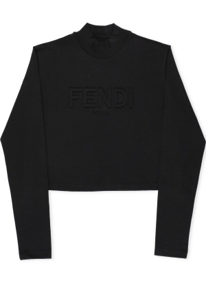 Fendi Kids Logo Embossed Crewneck Sweatshirt