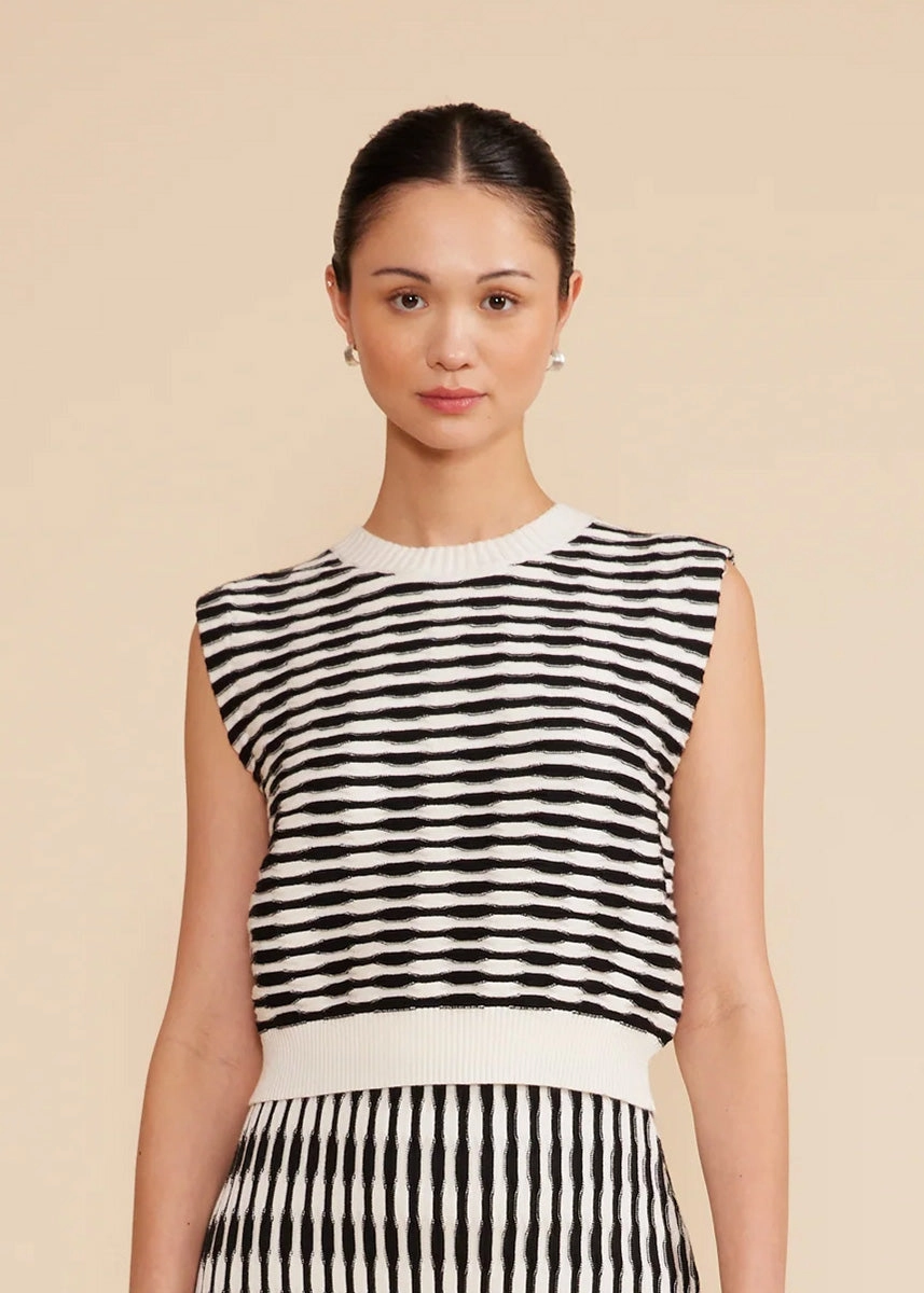 Hampton Knit Top - Black White
