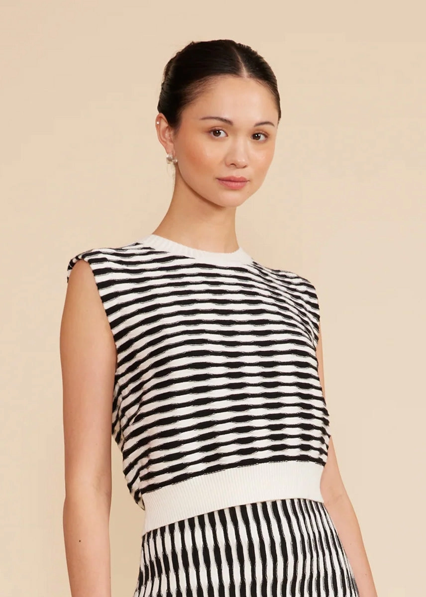 Hampton Knit Top - Black White