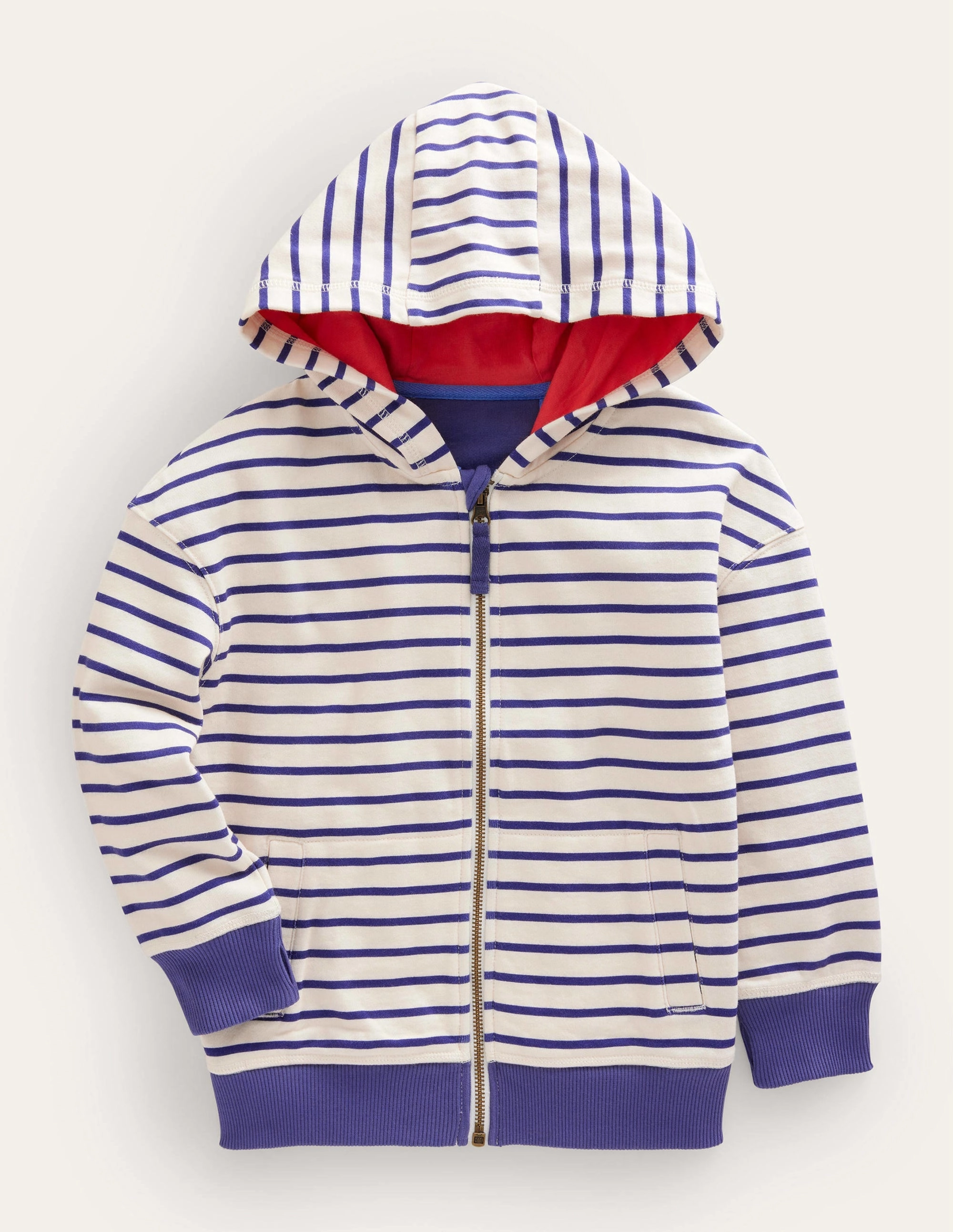 Jersey Stripy Hoodie-Starboard/Ivory