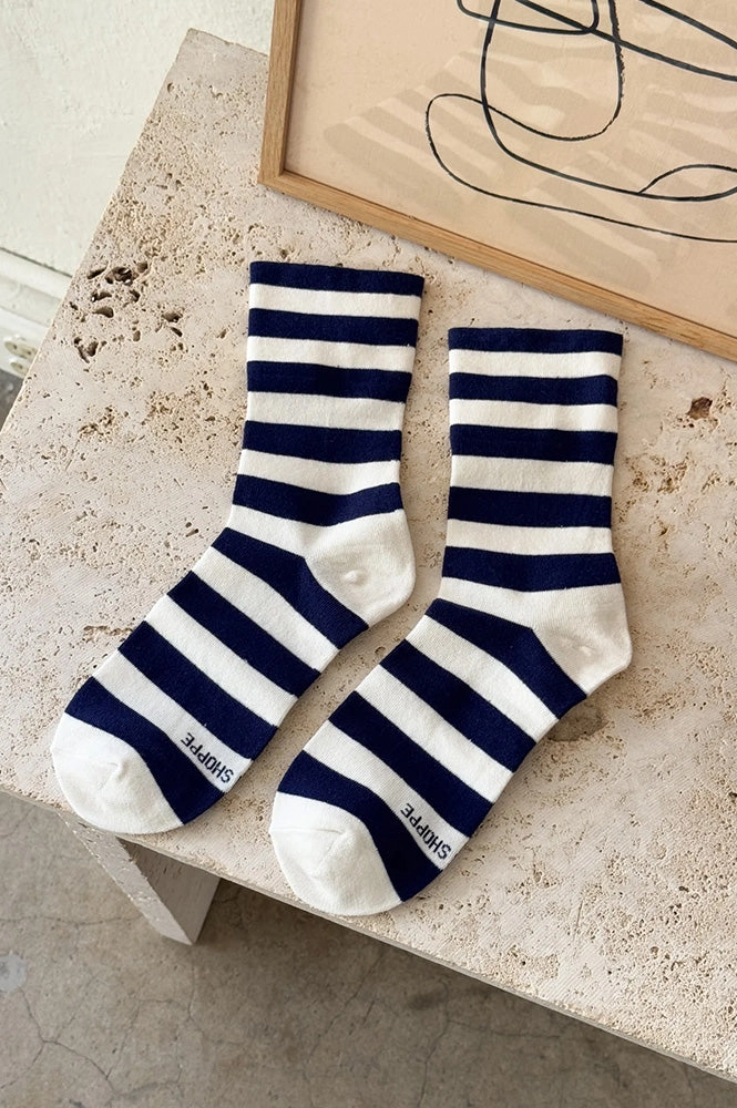 Le Bon Shoppe Wally Navy Wide Stripe Socks