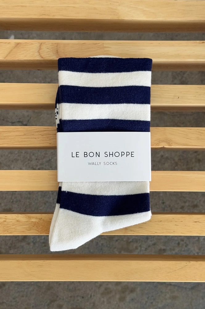 Le Bon Shoppe Wally Navy Wide Stripe Socks