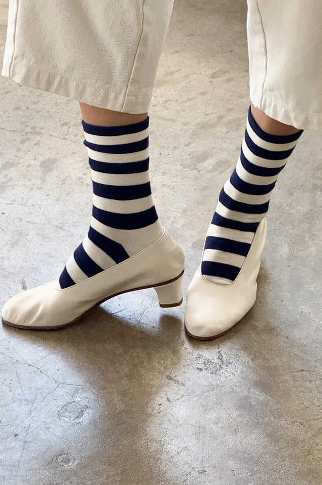 Le Bon Shoppe Wally Navy Wide Stripe Socks