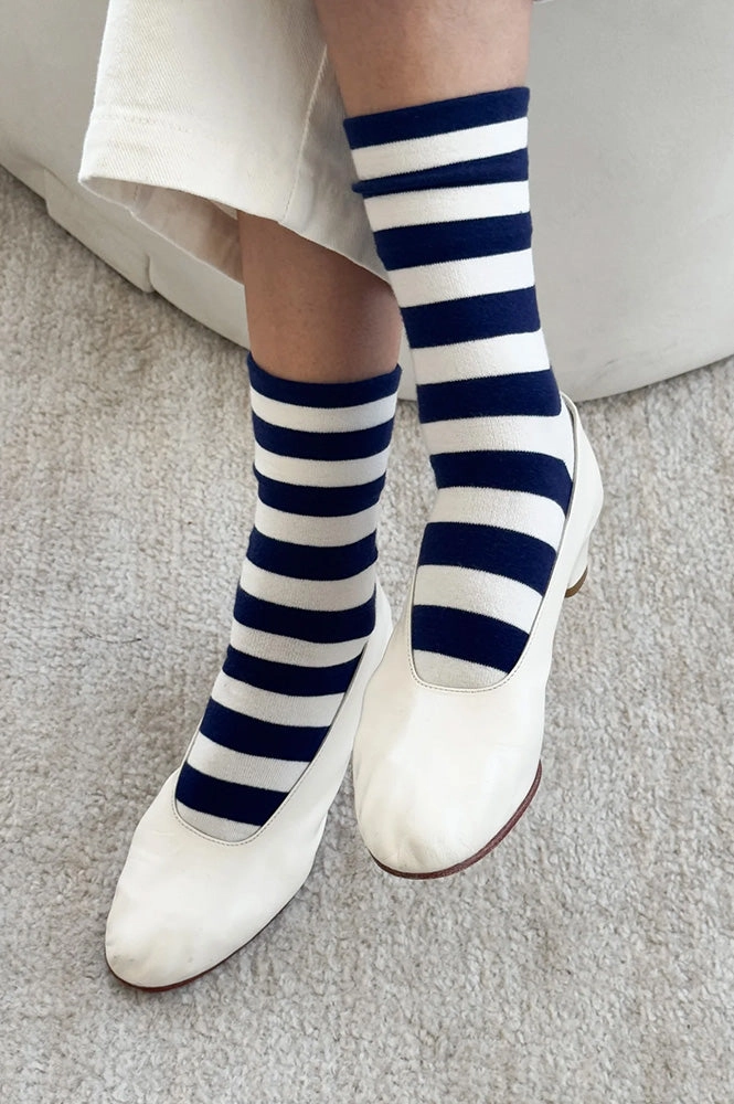 Le Bon Shoppe Wally Navy Wide Stripe Socks