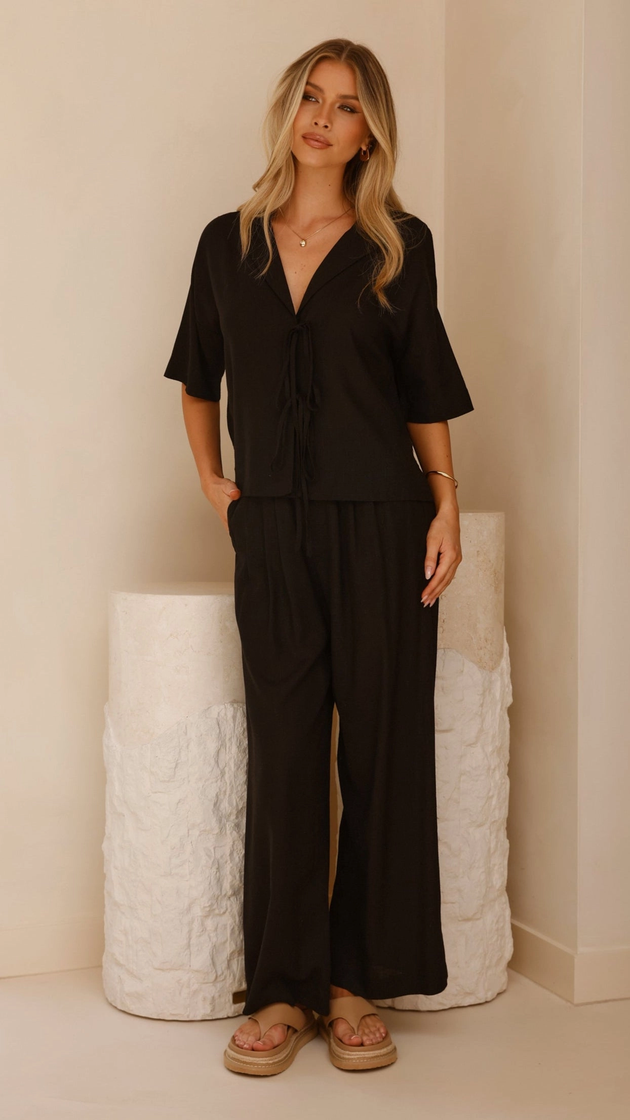 Lexi Linen Pants - Black