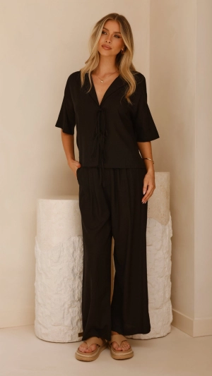 Lexi Linen Pants - Black