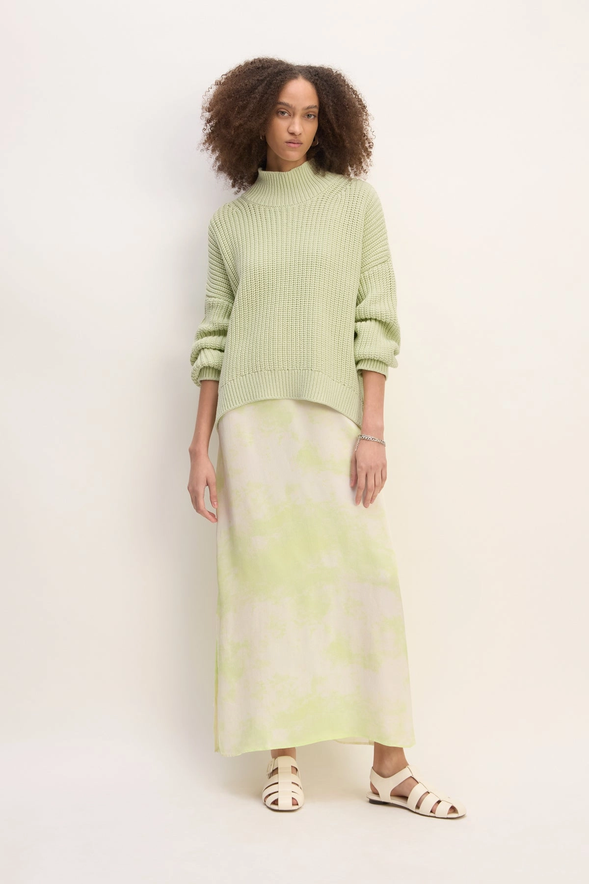 LIGHT GREEN TURTLENECK KNIT JUMPER