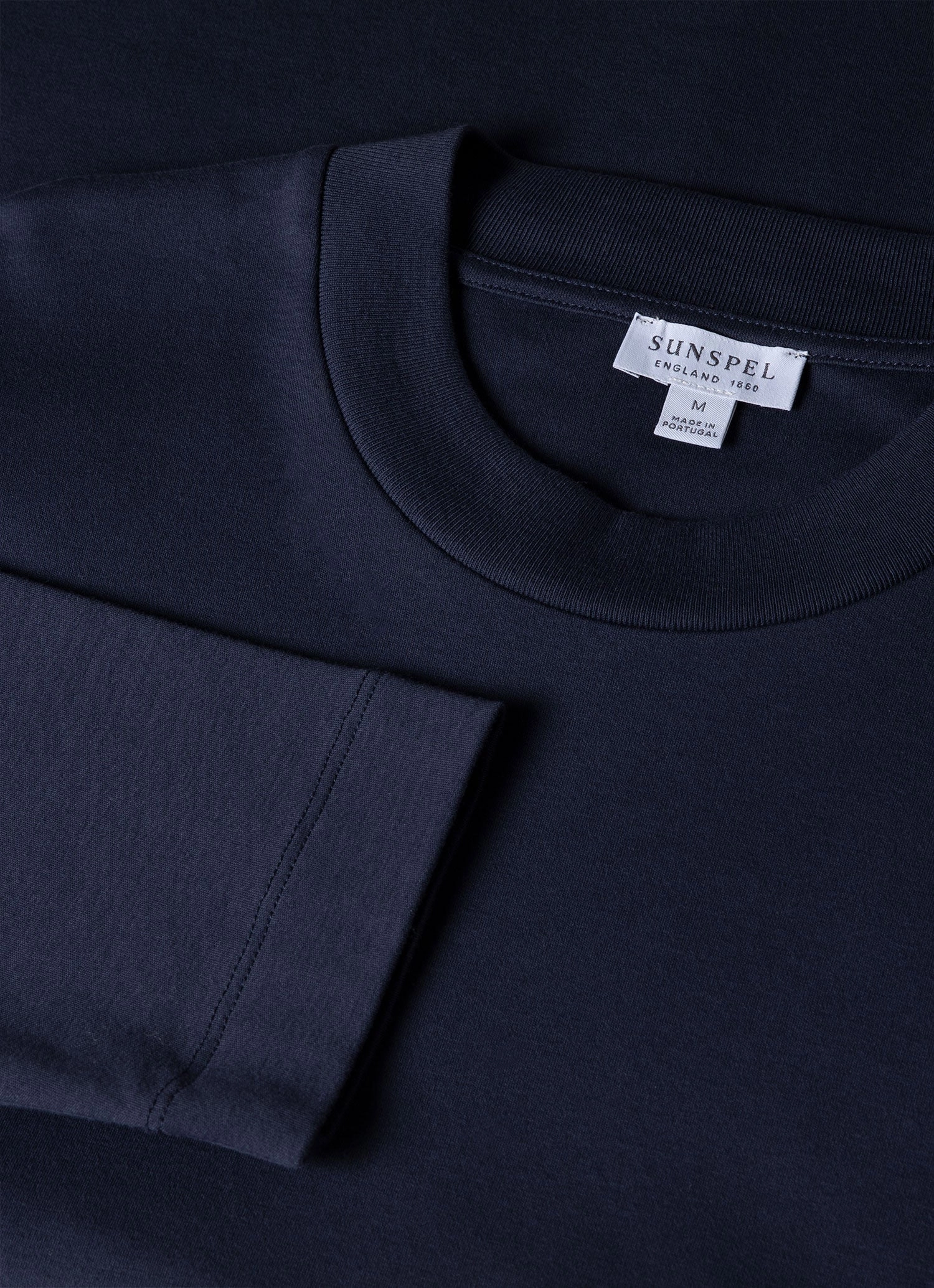 Men's Brushed Cotton Long Sleeve T-shirt in Navy