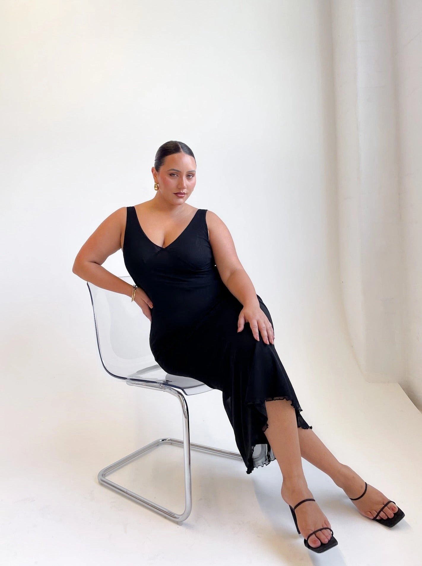 NATALIA MESH DRESS BLACK