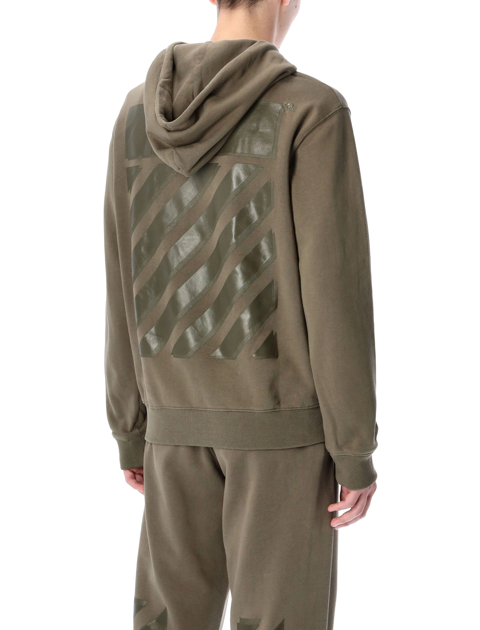 Off-White Diagonal Printed Drawstring Hoodie