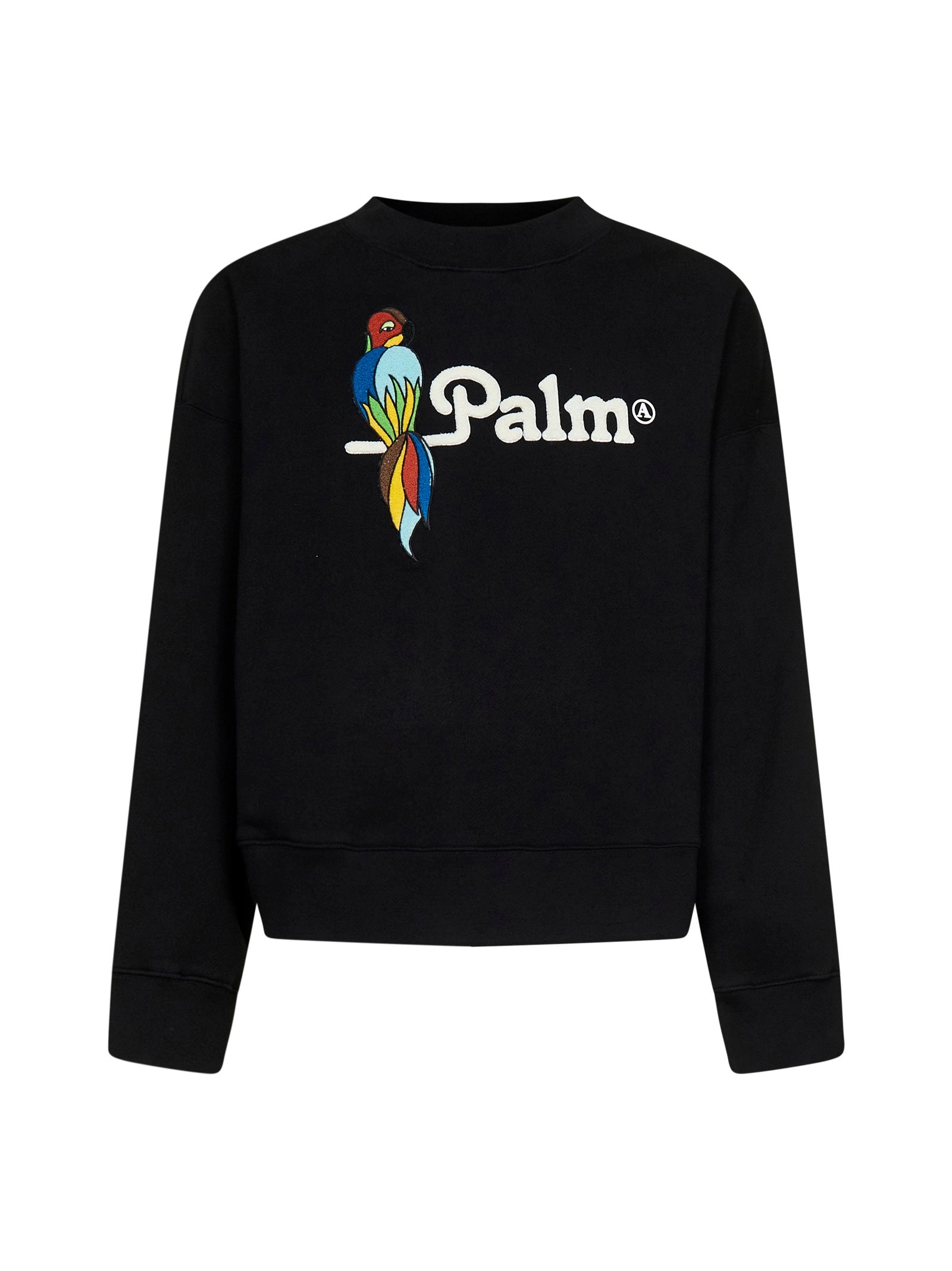 Palm Angels Drop Shoulder Parrot Printed Sweatshirt