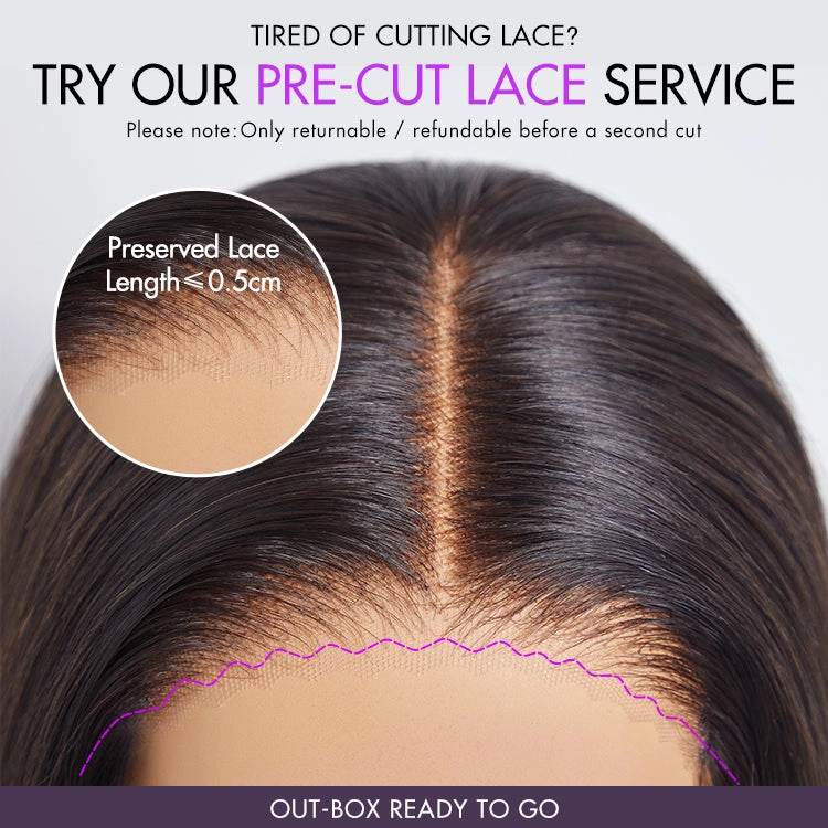 PreMax Wigs - Chic & Natural Layered Bob Wig Ear-to-Ear Wide T Lace Glueless Human Hair Wig Pre-Cut Lace