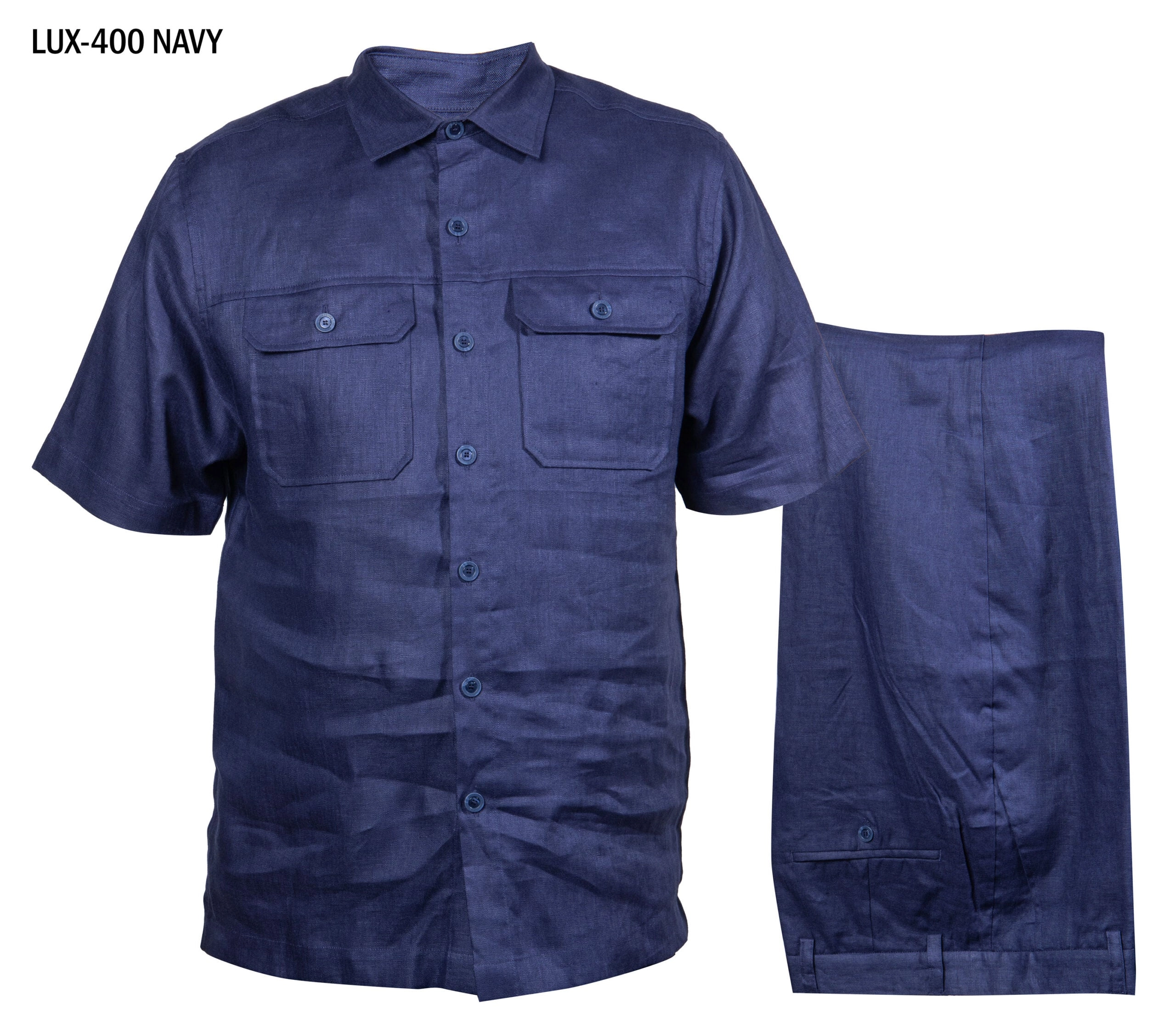 Prestige  LUX-400  Men's Linen Walking Suit Set - Navy