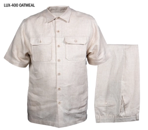 Prestige  LUX-400  Men's Linen Walking Suit Set - Oatmeal