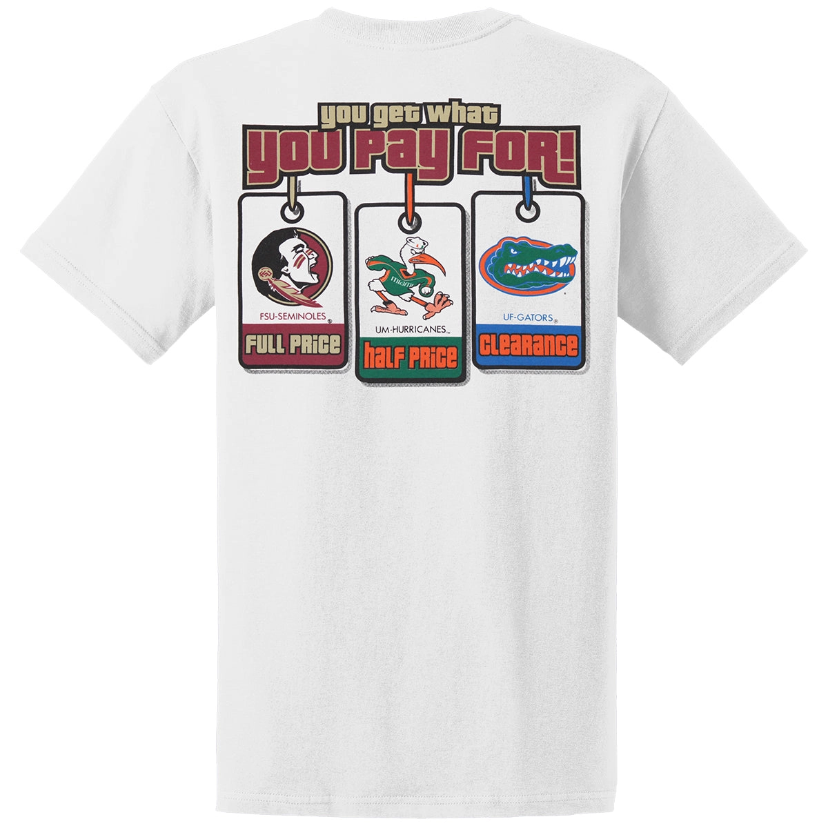 Ragz Men's Florida State You Get What You Pay For Design Short Sleeve T-shirt - White