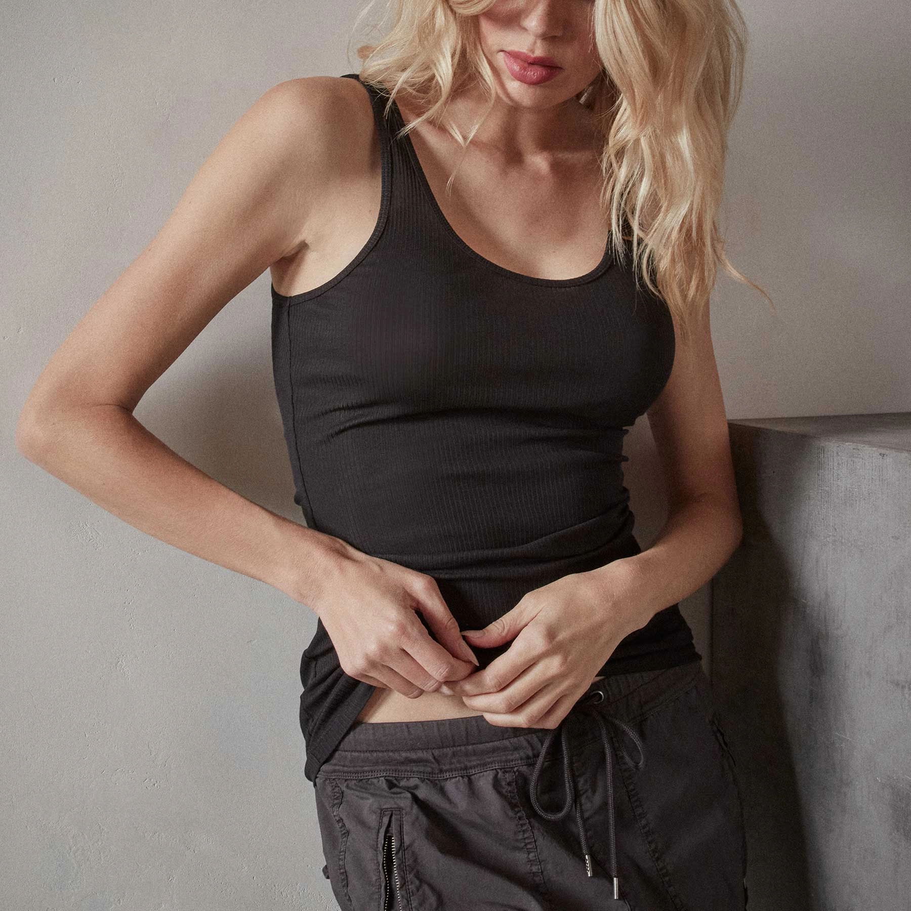 Ribbed Daily Tank - Black