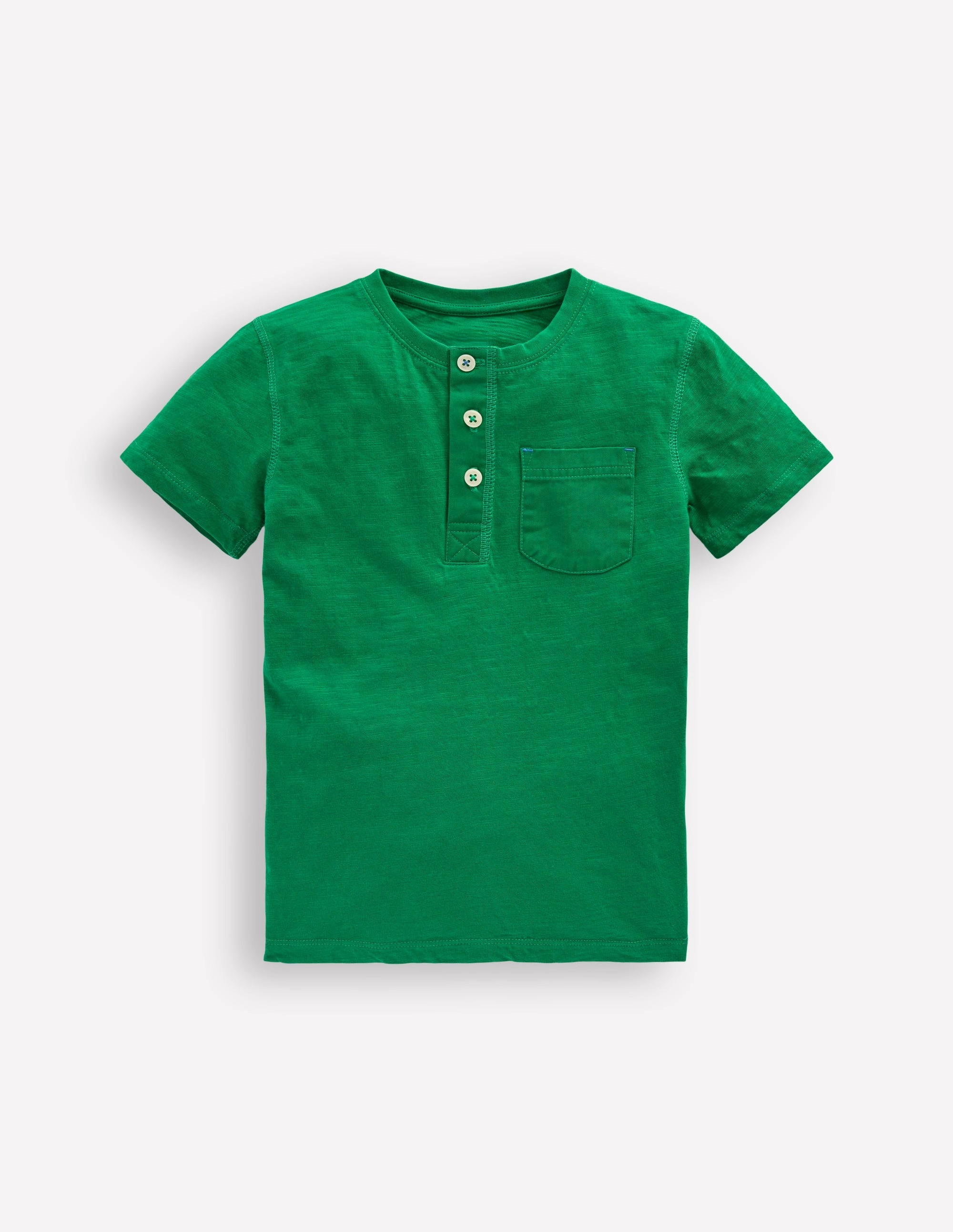Short Sleeve Henley T-Shirt-Rich Emerald