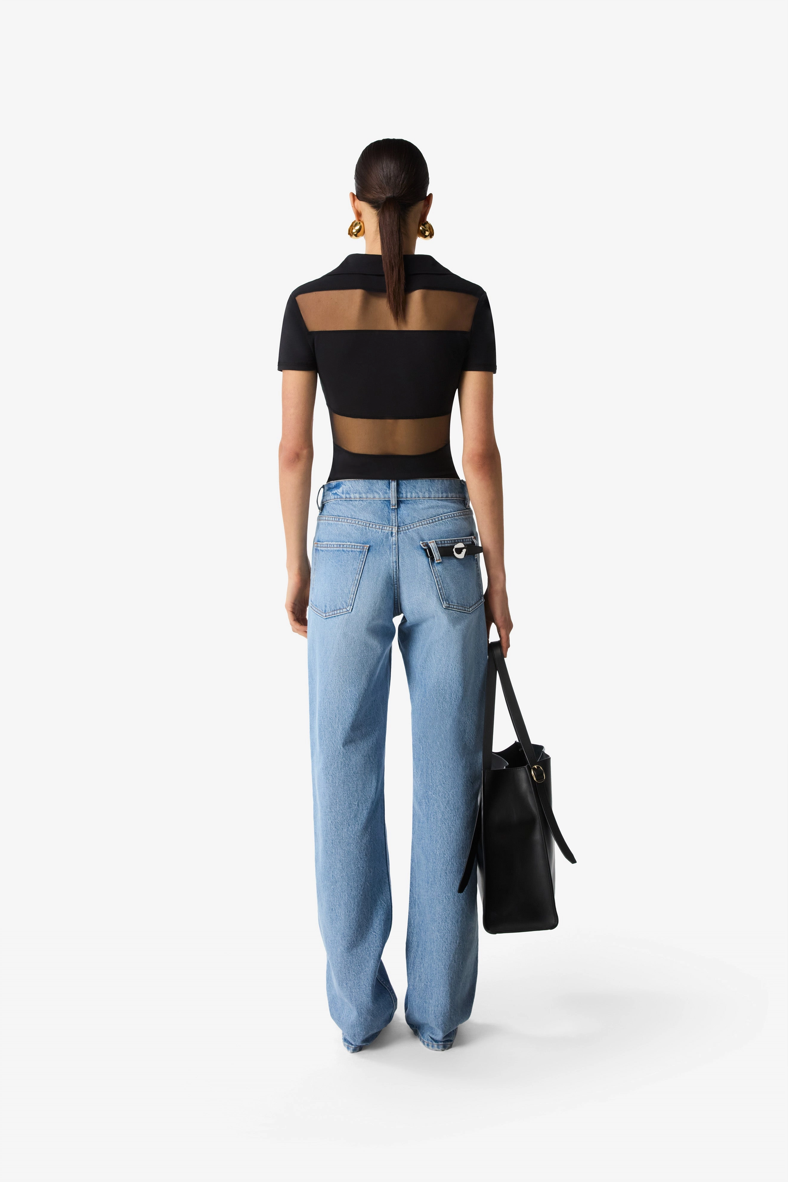 Striped Sheer Polo Top