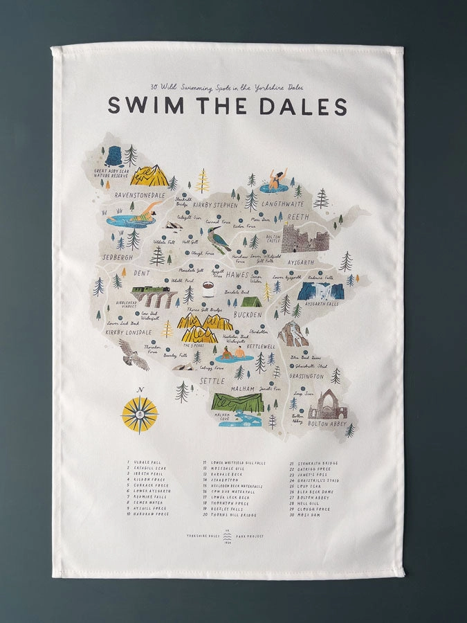 Swim In The Dales Tea Towel