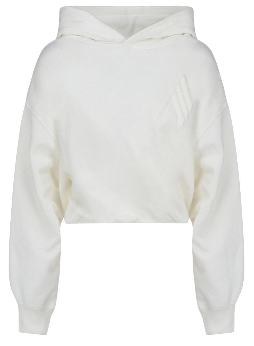 The Attico Maeve Logo Embossed Cropped Hoodie