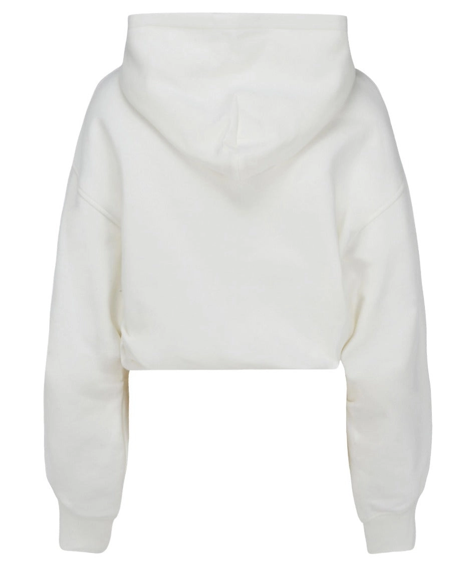 The Attico Maeve Logo Embossed Cropped Hoodie