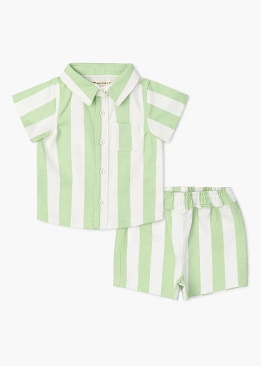 Two-Piece Twill Set - Green Cabana Stripe
