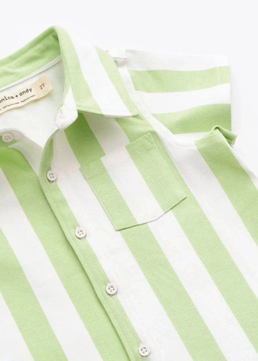 Two-Piece Twill Set - Green Cabana Stripe