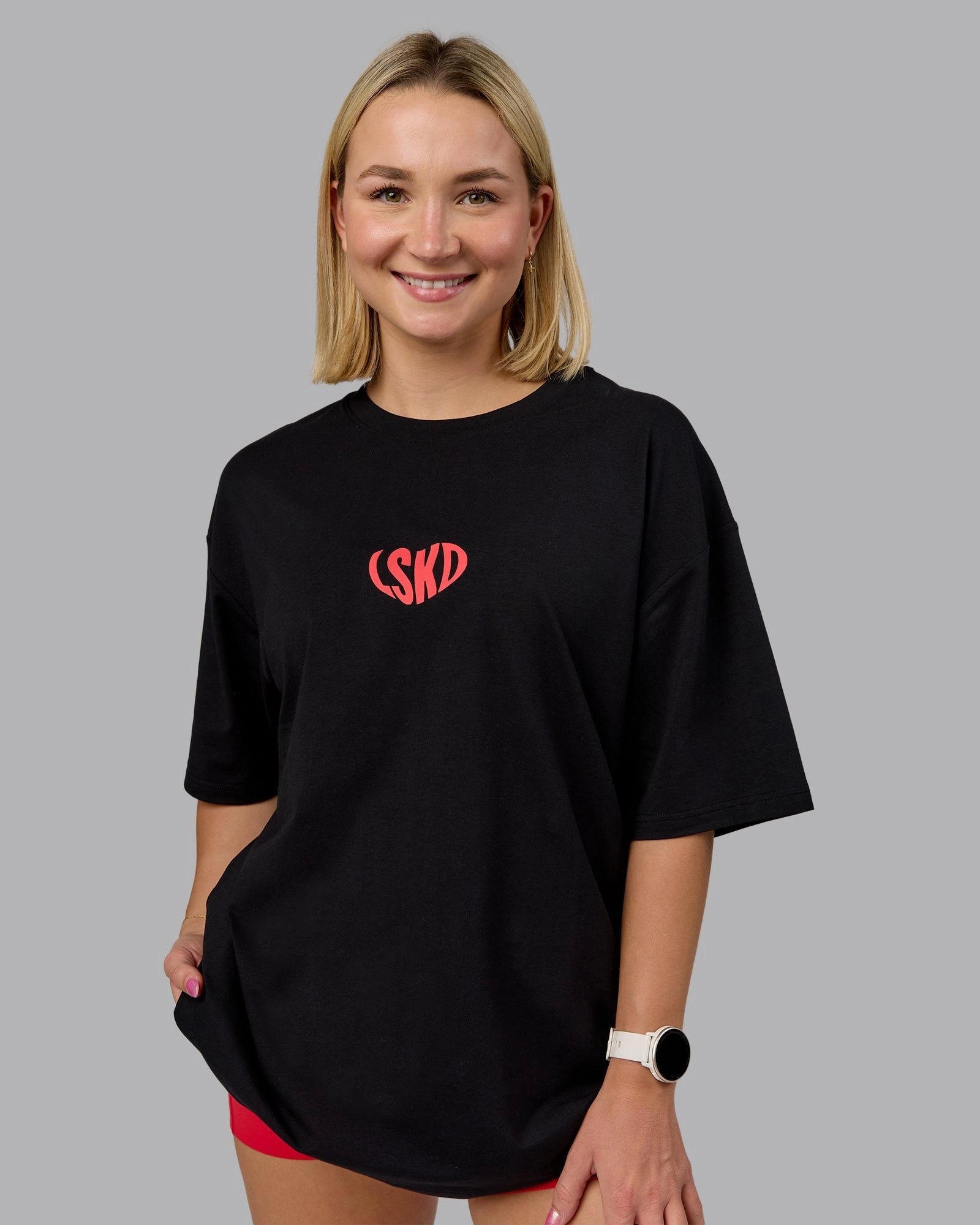 Unisex Love To Train FLXCotton Tee Oversize - Black-Scarlet