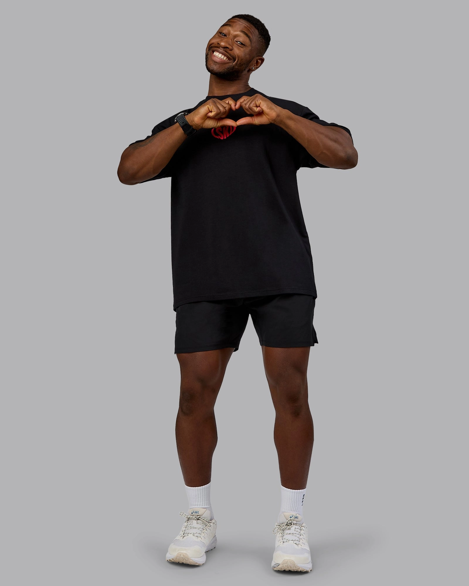 Unisex Love To Train FLXCotton Tee Oversize - Black-Scarlet