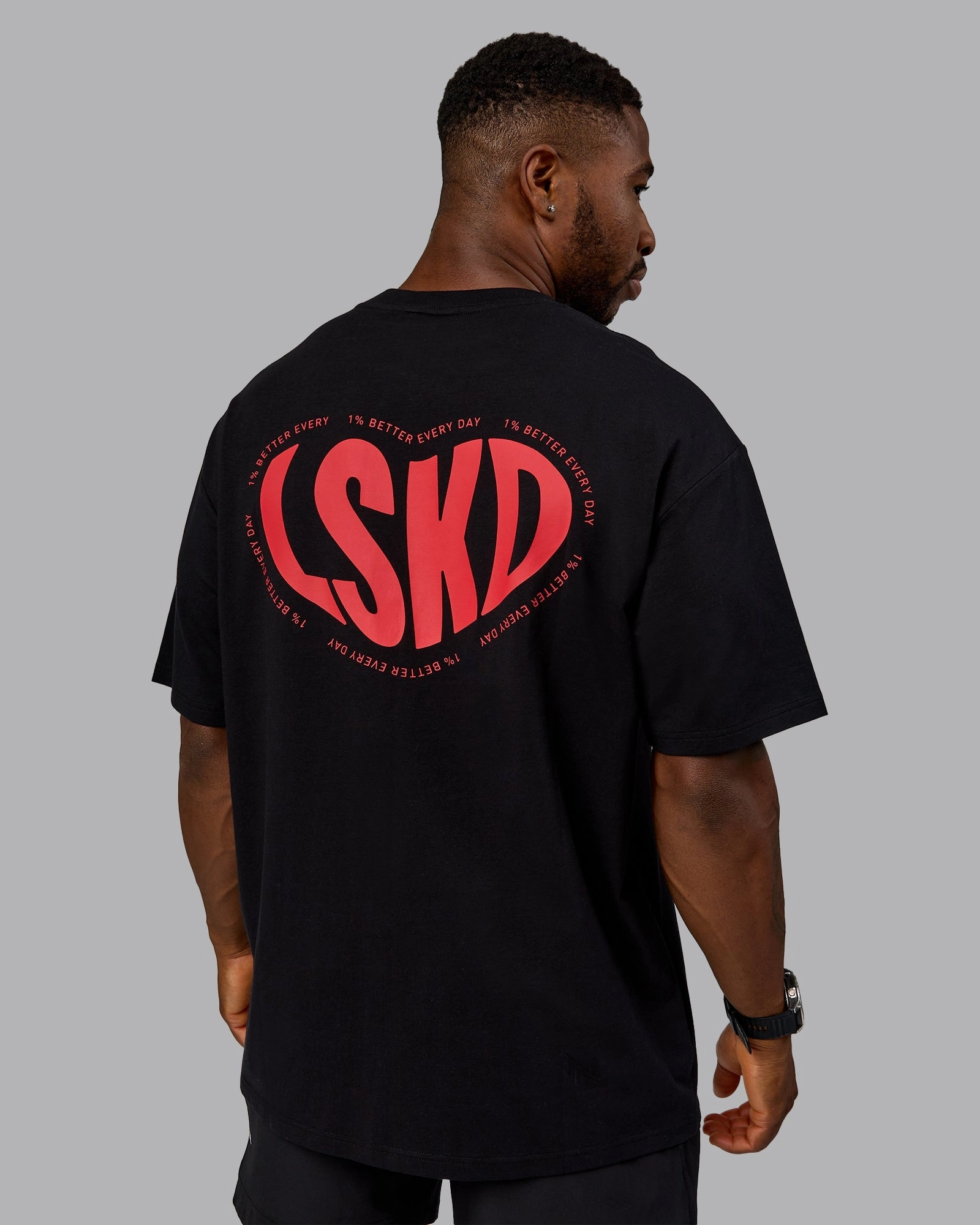 Unisex Love To Train FLXCotton Tee Oversize - Black-Scarlet